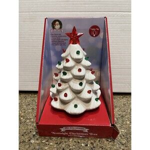 Mr Christmas 8" White Ceramic Light Up Coastal Christmas Tree